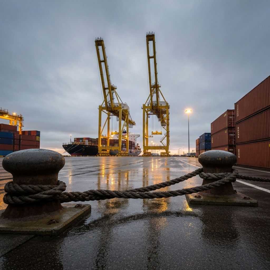 Aerial view of European industrial port